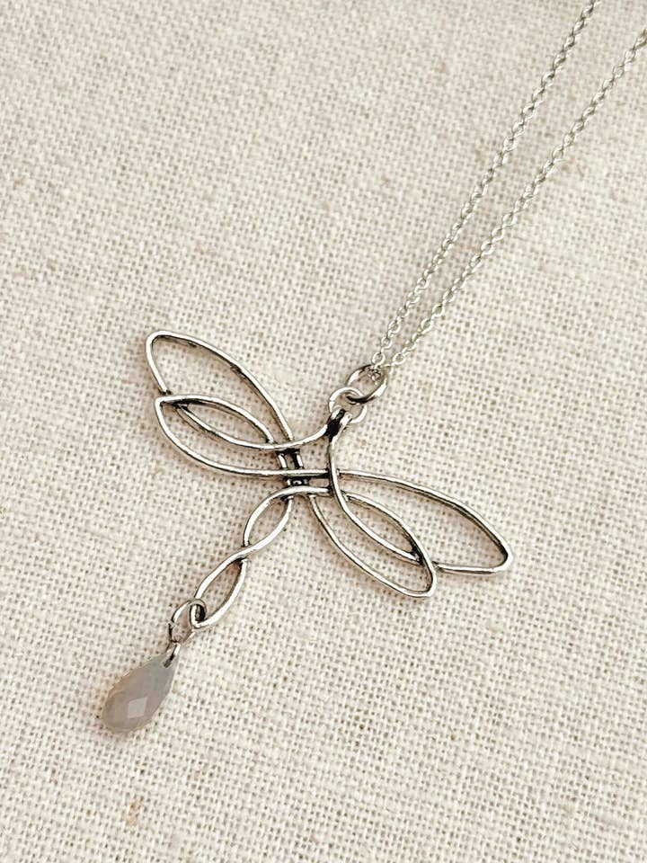 Celtic Knot Dragonfly & Swarovski Crystal Pendant Necklace for wholesale by Gracie Rose Designs