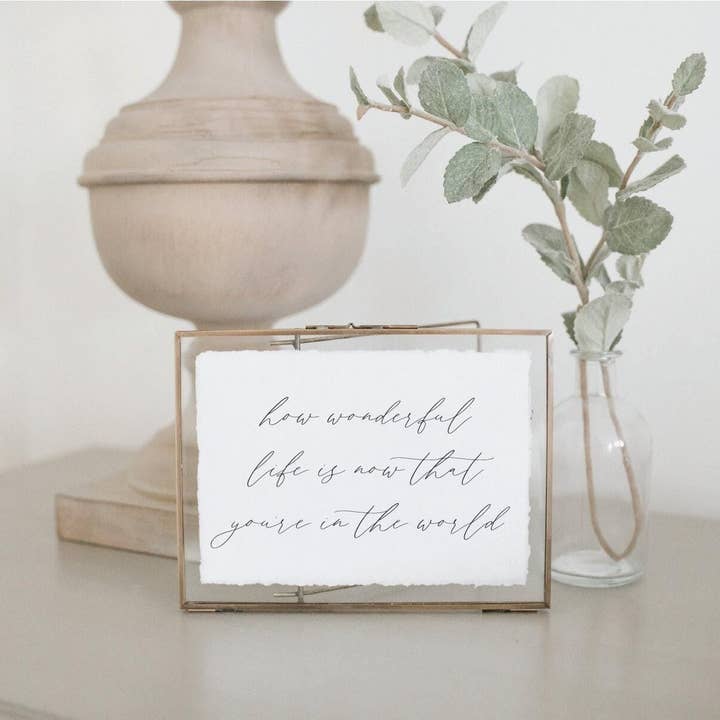Glass Table Frames & Cards - How Wonderful Life Is Now for wholesale by DWELL Home Shoppe
