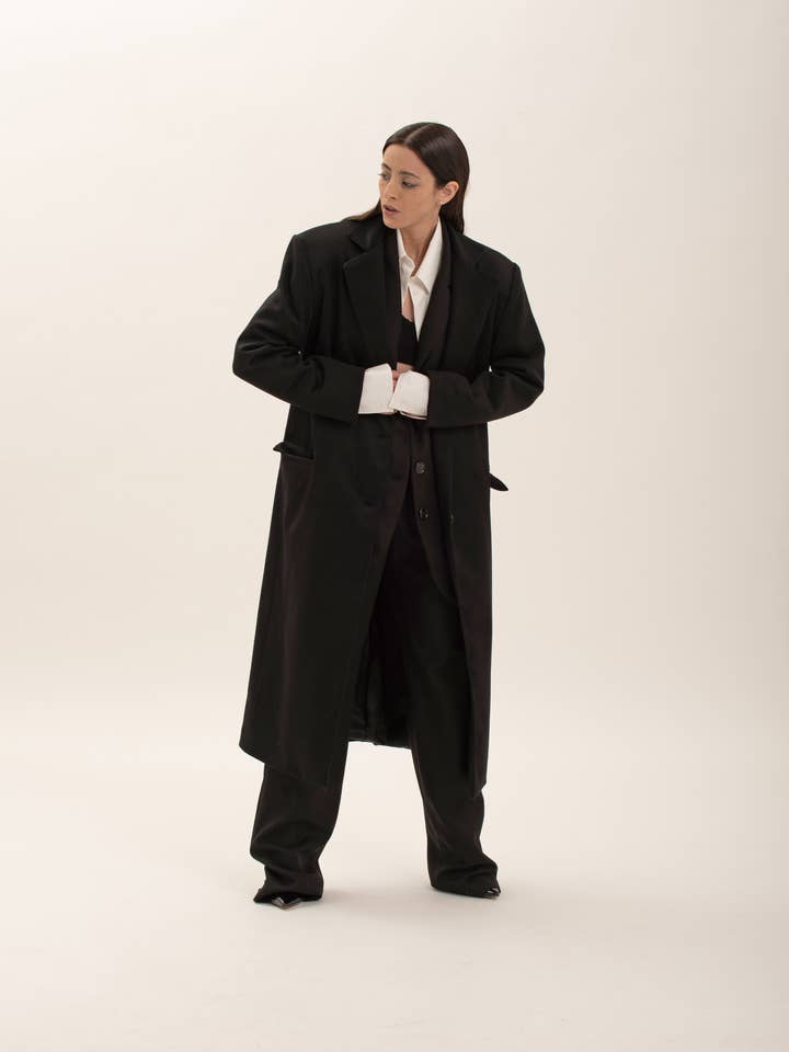 Oversized wool coat for wholesale by Elisa Pozzoli