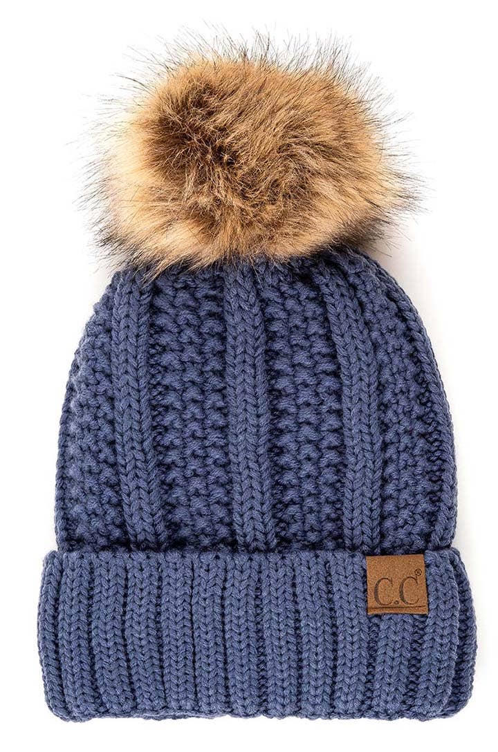 Truly Contagious – Großhandel Beanie – Damen – CC Mütze mit auffälligem Kunstpelz-Bommel (YJ-820)30