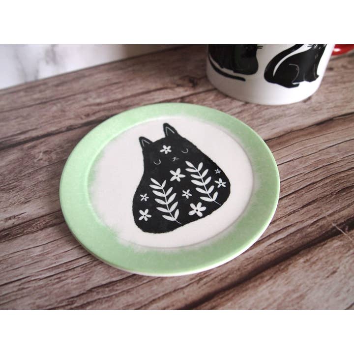 I LIKE CATS - Wholesale Jewellery dish - Floral Black Cat Trinket Dish, Coaster4