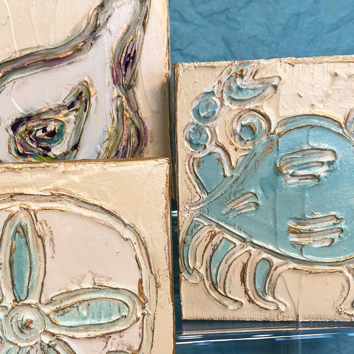 Coddiwomple - Wholesale Painting/Drawing - 6x6 Coastal beach nautical handmade painted textured wood
