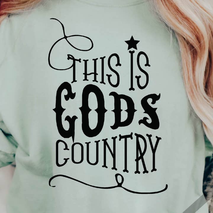 This is God's Country Screen Print Transfer for wholesale by Snappy 6 Co