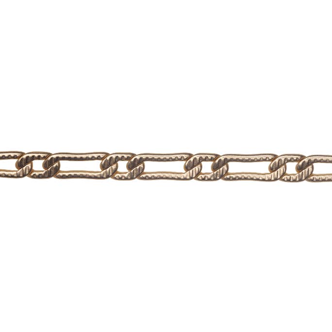 Continental Beads - Wholesale Craft Supplies - 3.2mm Medium Textured Curb Chain - Made of plated brass - Sold by the foot - CH-9431