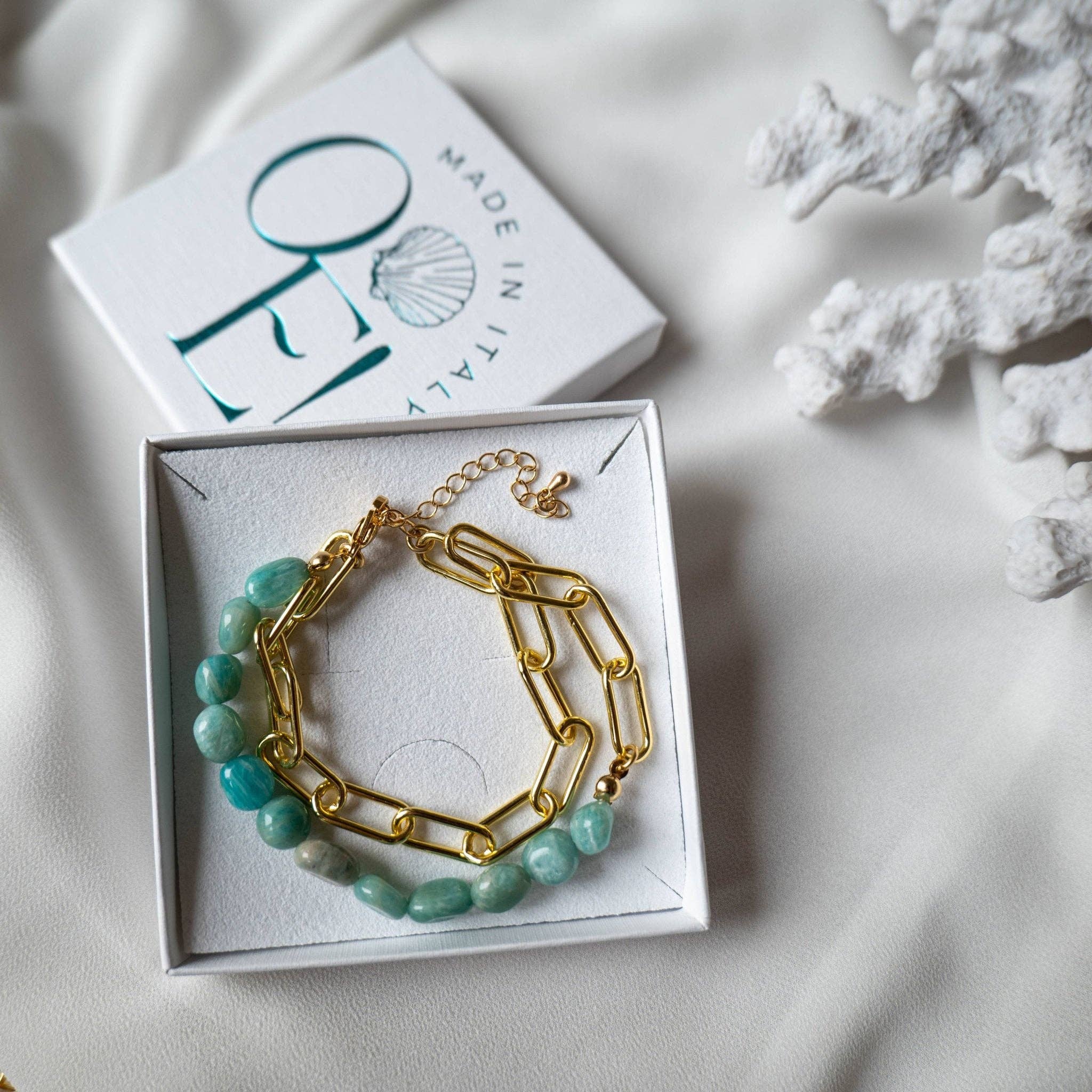 OE! - Vente Bracelet de perles - AMAZONITE - Bracelet avec pierres d'amazonite1