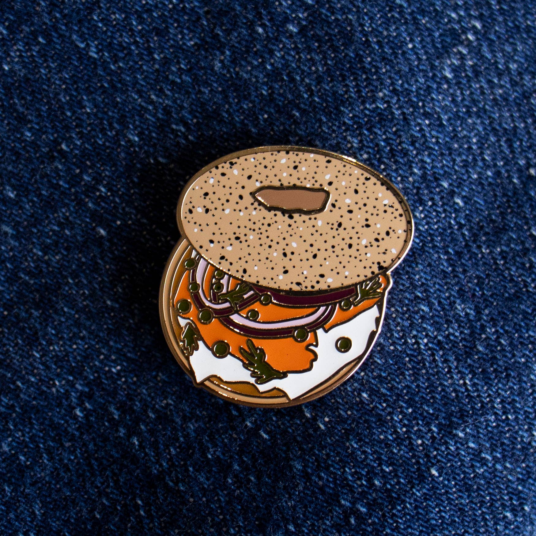 Love & Victory - Wholesale Lapel Pin/Button - Tiny Enamel Bagel & Lox Food Lapel Pin1