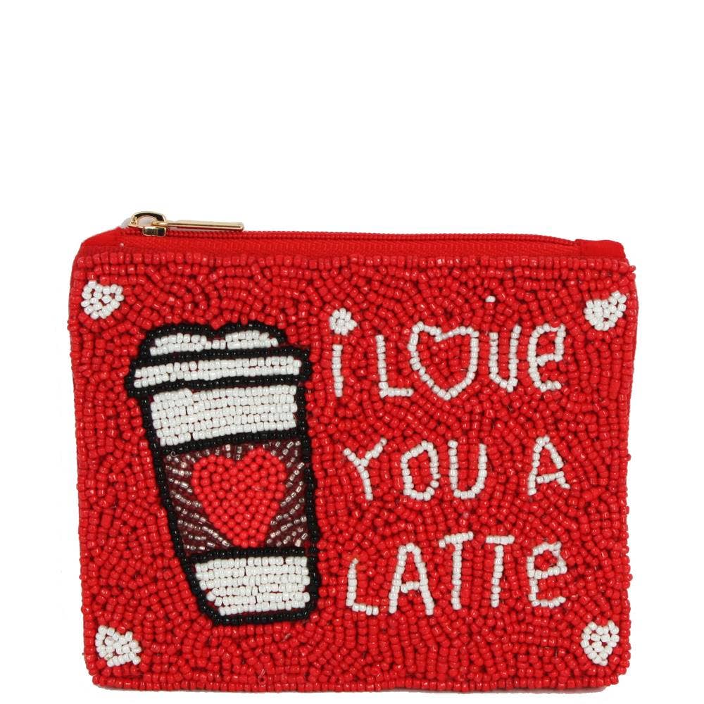   SEED BEAD I LOVE YOU A LATTE COIN PURSE BAG HD-00473 for wholesale on Faire0