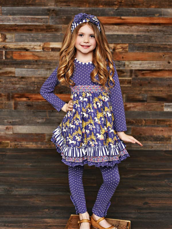 CONJUNTO DE VESTIDO Y LEGGINGS DE OTOÑO PARA NIÑA 19-20 para venta al por mayor de Serendipity Clothing Co