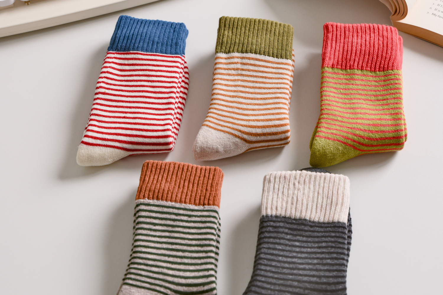 Happy Knits - Vente Chaussettes – femme - Chaussettes rayées en coton pour femmes - Douces, respirantes et élégantes4