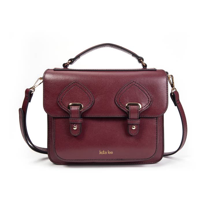 Eiffelturm Umhängetasche aus bordeauxfarbenem Leder für den Großhandel von kate lee