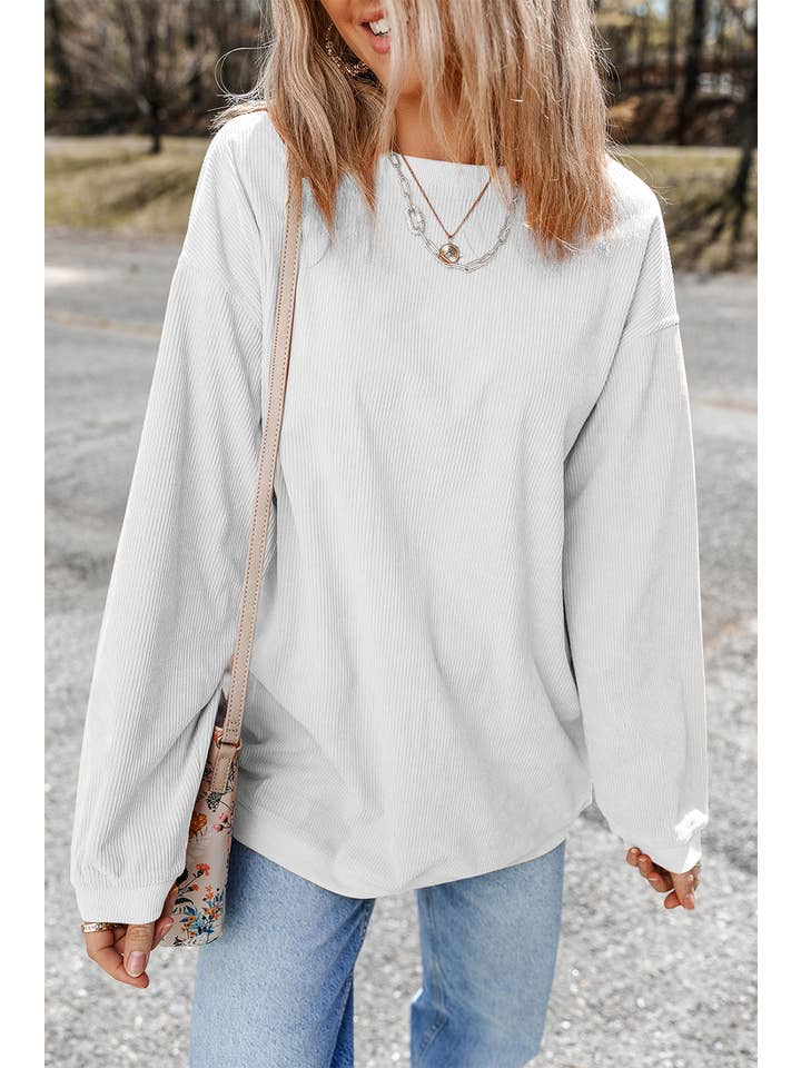 Aapparella - Vente Sweat-shirt – femme - Chandail à col rond en velours côtelé uni pour femmes | S-2XL9