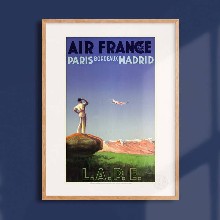 Affiche Air France / L.A.P.E Paris-Bordeaux-Madrid - AFL0156 pour la vente par Oneart