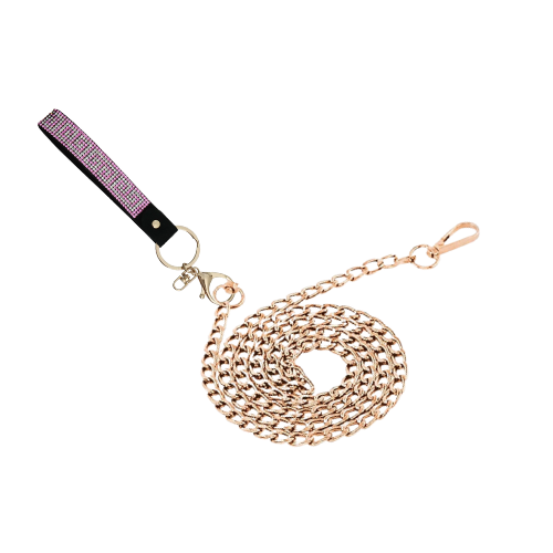 Bark Fifth Avenue – trela - Cão por atacado – Rhinestone rosa e chumbo de metal dourado0