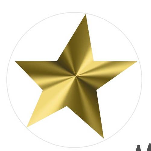 Stern -Transparentes Gold - Dekorationsetikett - Rolle mit 500 Stück für den Großhandel von Mini Art Products