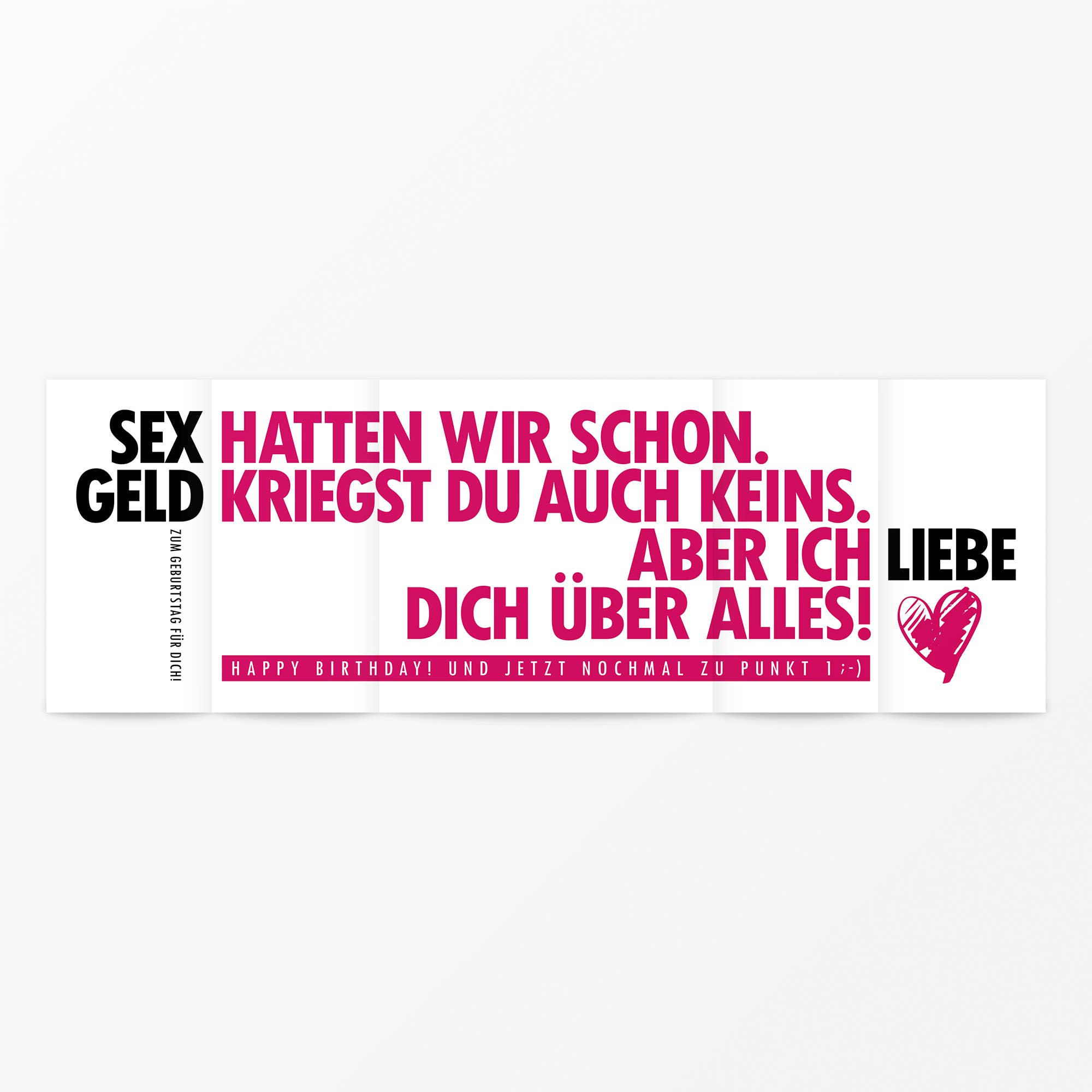 TYPOP - Venta al por mayor Tarjetas de cumpleaños - Tarjeta de cumpleaños plegable «Sex, Money, Love» con sobre4