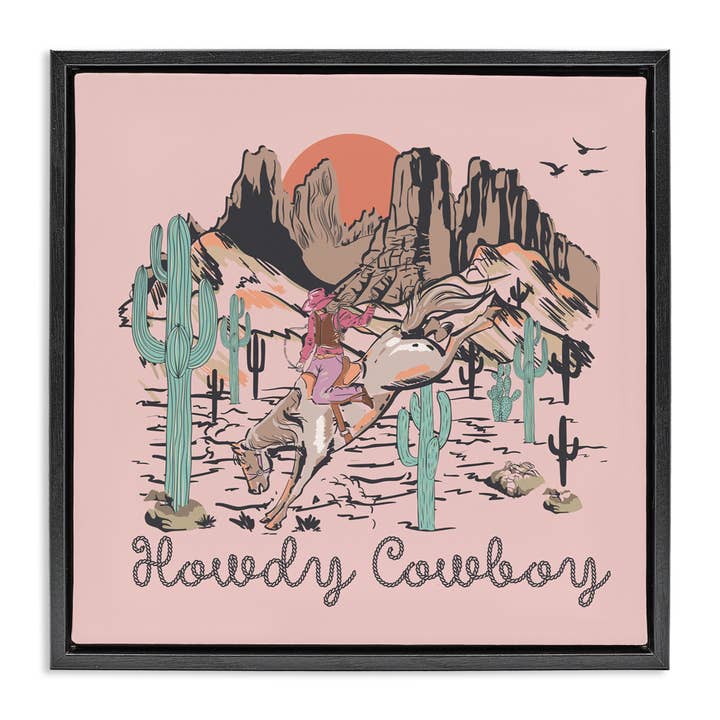 Olá Cowboy Quadro Flutuante do Cânion Rosa por atacado de Stupell Industries