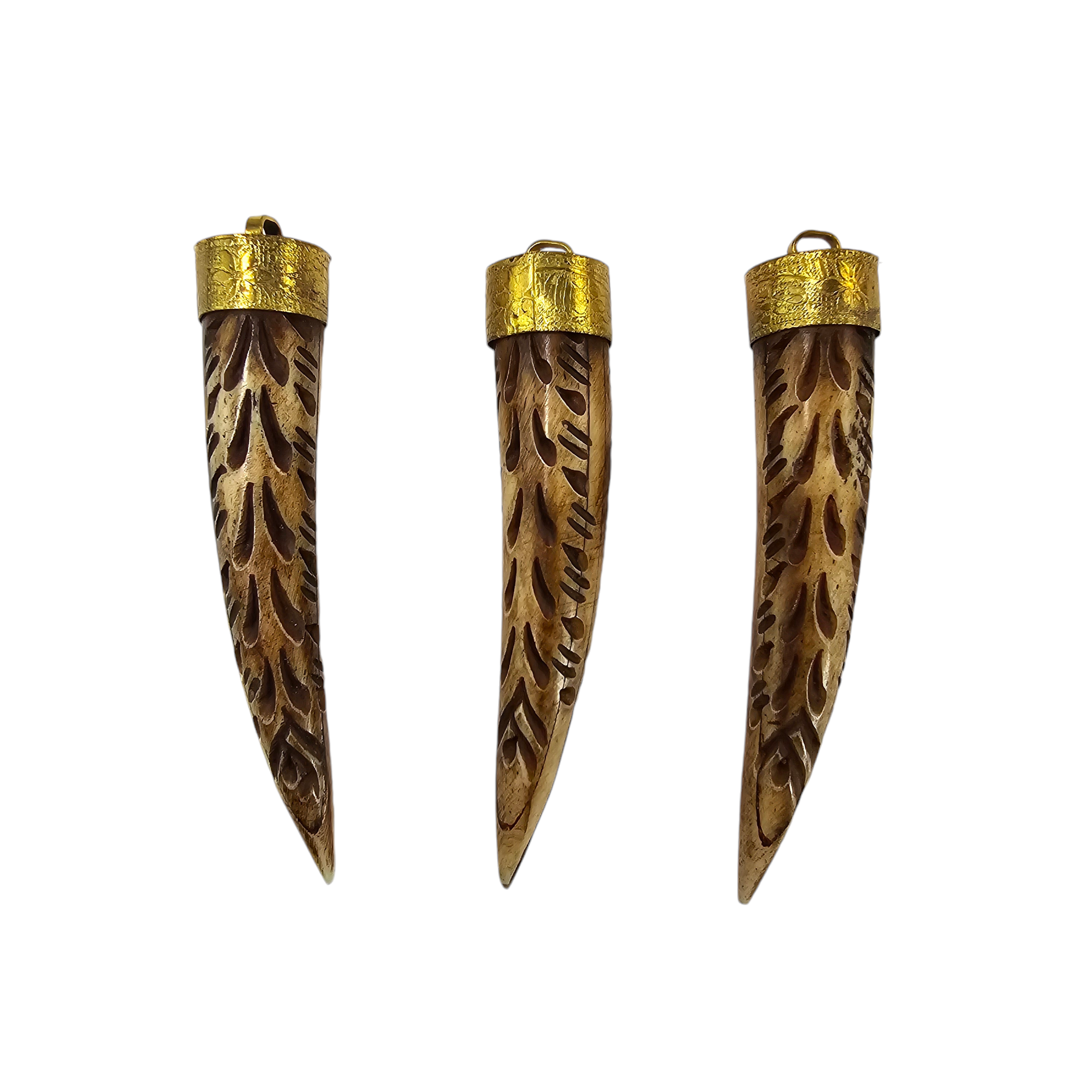 Jewelers Paradise - Vendita all'ingrosso Ciondolo/pendente - Ciondolo in osso intagliato a forma di corno con cappuccio e anello in ottone - Colore a scelta0