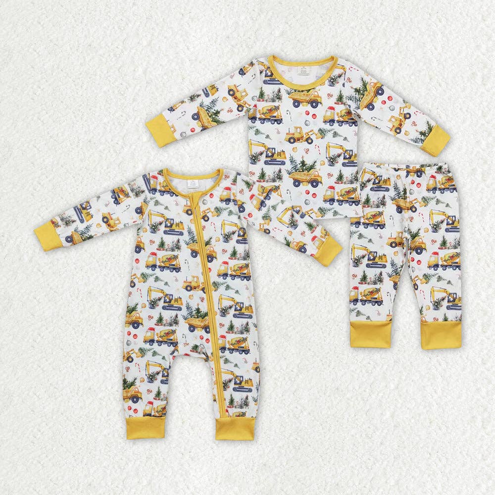 Aier Wholesale - Wholesale Sleepwear Set - Kids - Baby Boys Digger Christmas Tree Bamboo Rompers Pajamas Clothes Sets1