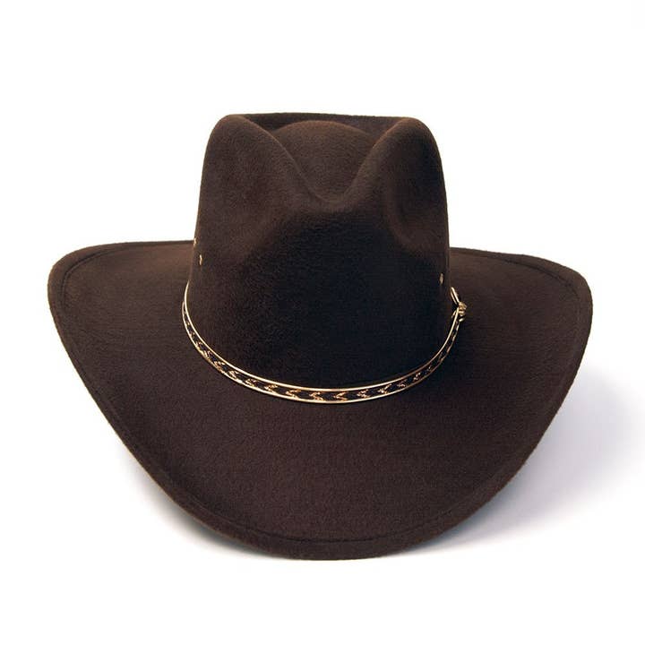 Western Express - Wholesale Cowboy hat – Unisex - Brown Felt Finish Western Pinch Front Hat3