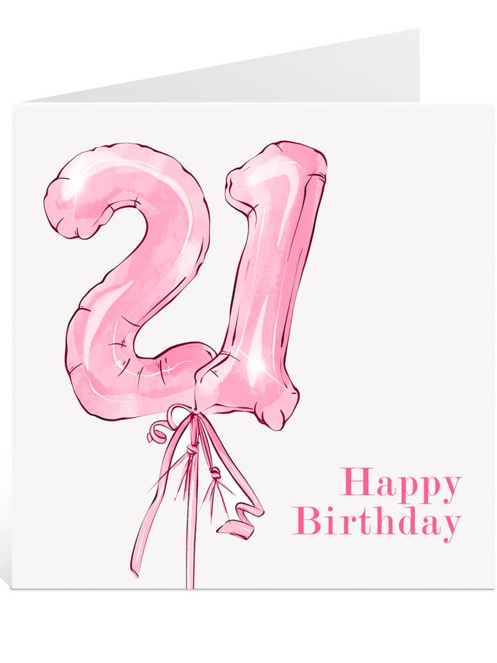 Pink Balloon 21st Birthday Card for wholesale by Creationery