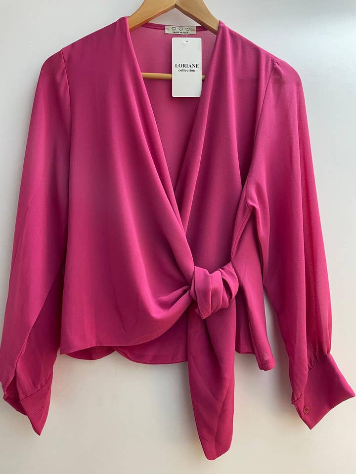 LORIANE – Blusa - Mulher por atacado – 22015U Blusa de gravata tamanho único 12