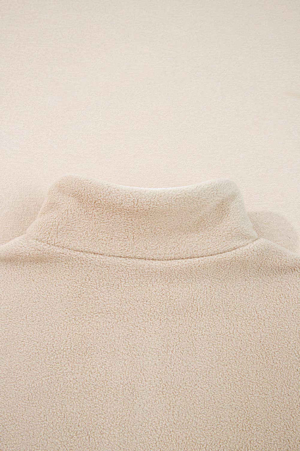 Beige Fleece Patchwork Zipped Neck Pullover Sweatshirt (S-XL) for wholesale on Faire4