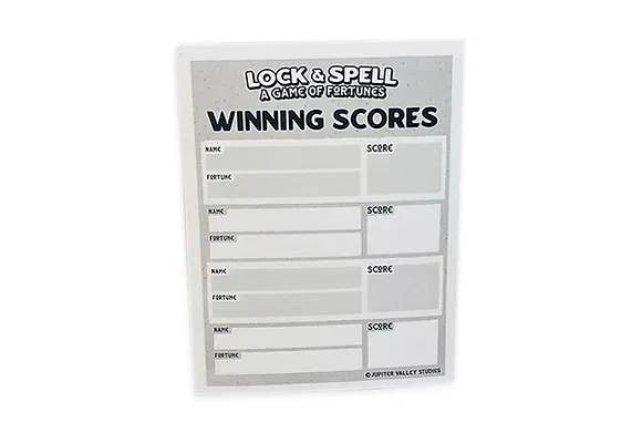 Jupiter Valley Studios - Wholesale Board Game - Lock & Spell Scorepad