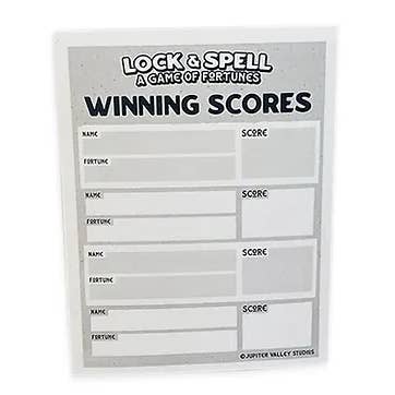 Lock & Spell Scorepad for wholesale by Jupiter Valley Studios