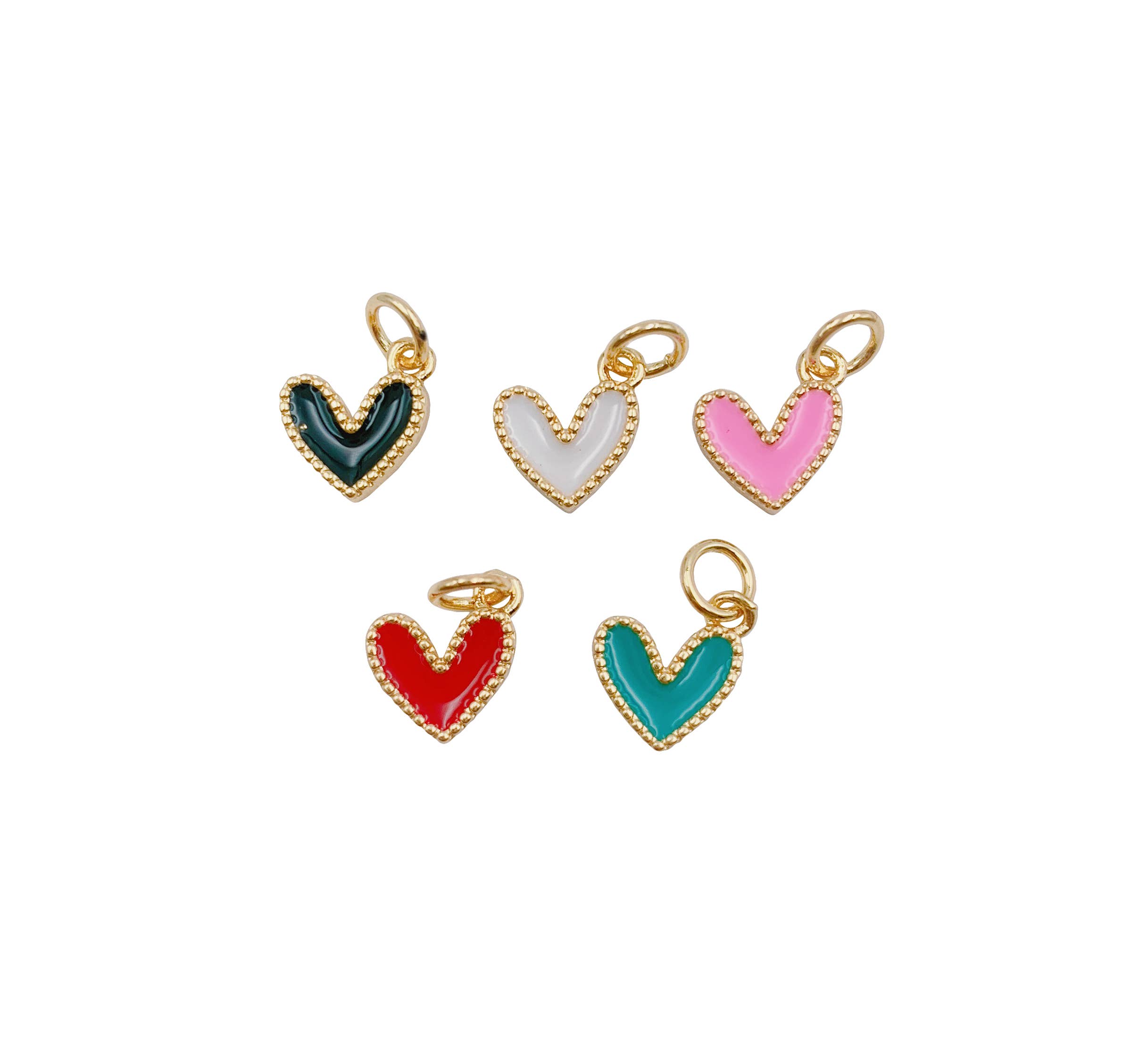 Beads Creation - Wholesale Individual Charm/Pendant - Dainty Enamel Heart Charm Pendant in Gold Filled, CP12250