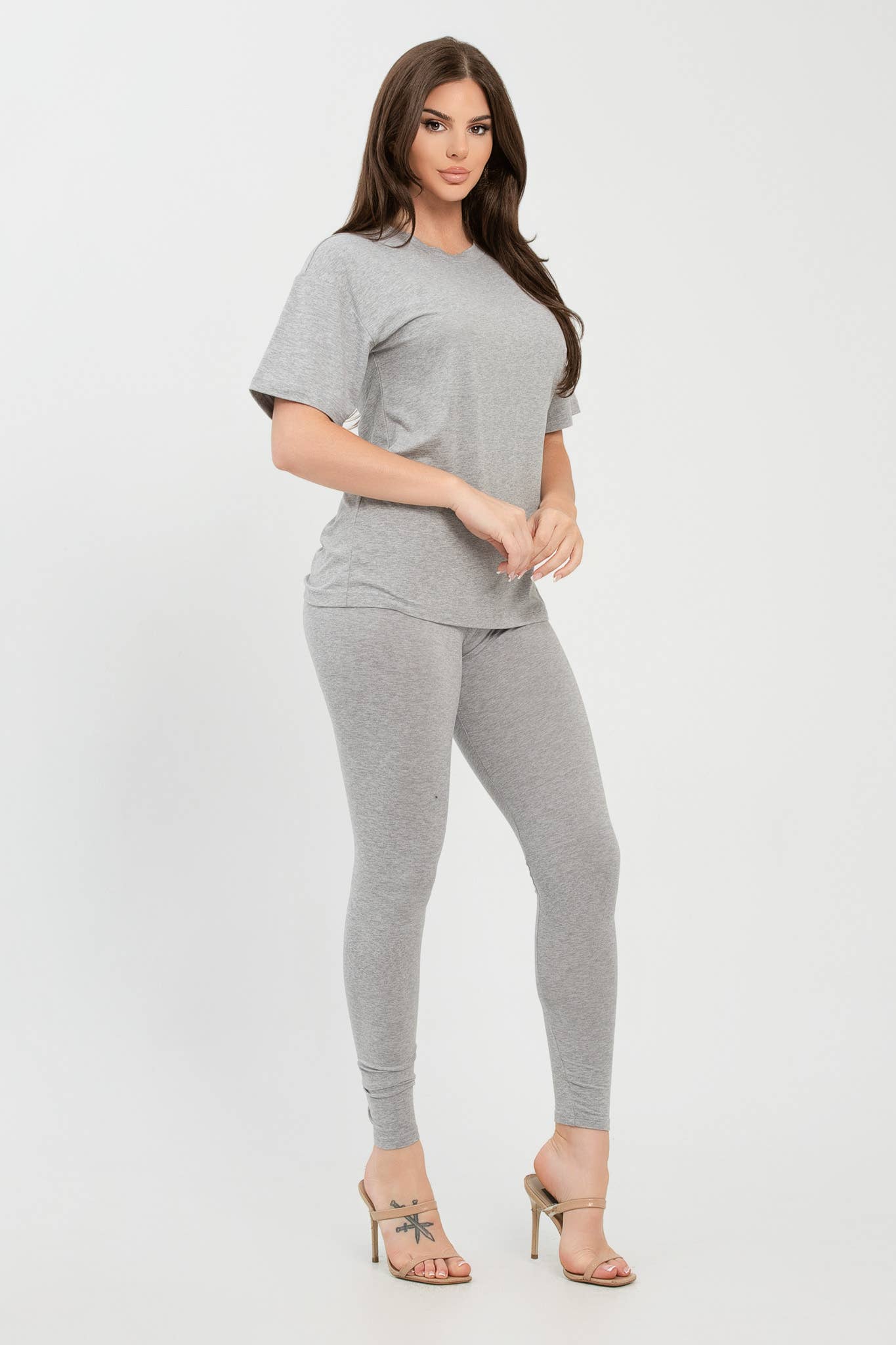 Julia by LoveJ – wholesale Set med topp och byxa – Dam – Set med borstad Dty rundhalsad topp och leggings36