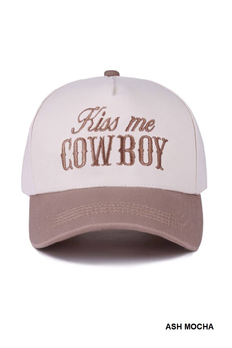 42POPS - Wholesale Baseball Cap - Women's - .1014 Kiss Me Cowboy Two Tone Canvas Cotton Cap SI-284761