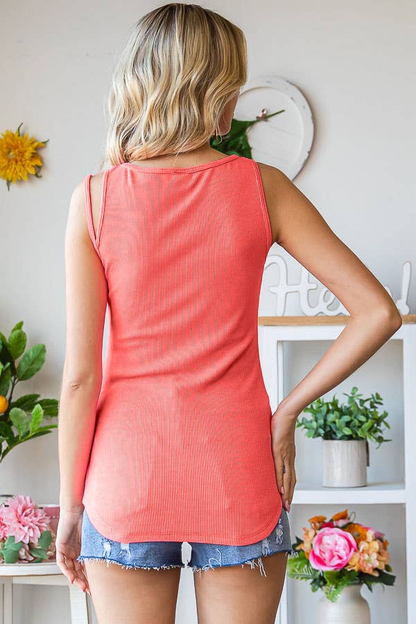 7th Ray - Venta al por mayor Camiseta sin mangas - Mujer - Camiseta sin mangas con detalle de recorte casual para mujer T51309