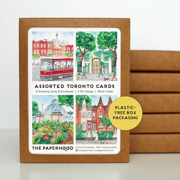 The Paperhood - Wholesale Everyday Greeting Card - Assorted Box Of 8 'Toronto Summer' Greeting Cards