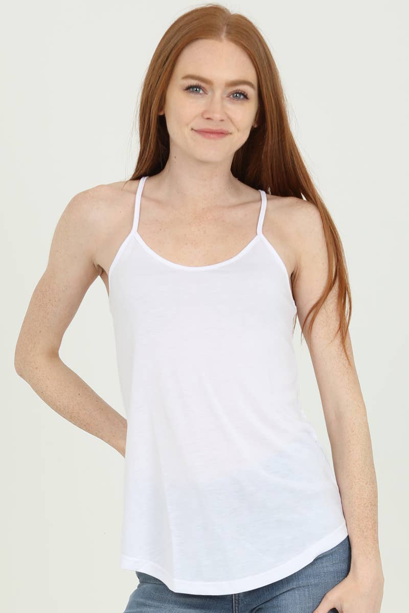 ANGIE - Vente Caraco – femme - DÉBARDEUR CAMISOLE À OURLET ARRONDI X2543-ASIS À DOS NAGEUR28