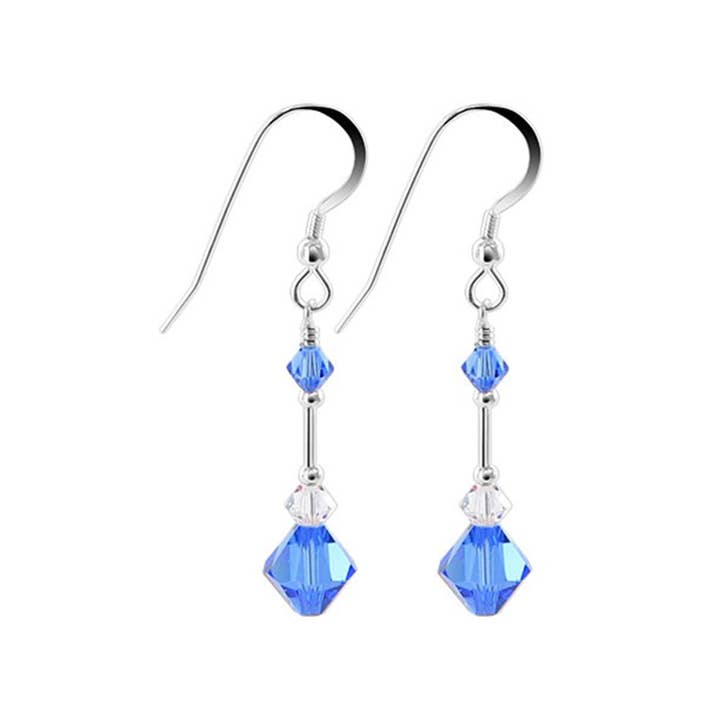 .925 Sterling Silver Dangle Earrings with Austrian Crystal Bicones and French Wire for wholesale by Gem Avenue Wholesale