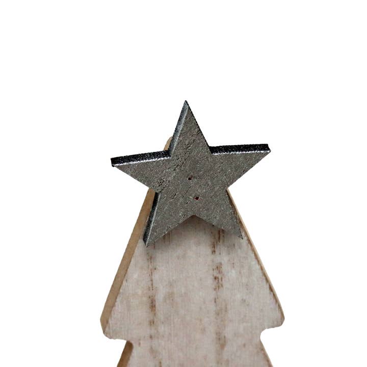 Paris Loft Inc - Wholesale Christmas Decoration - Wooden Christmas Tree with Sliver Star and Wood Base