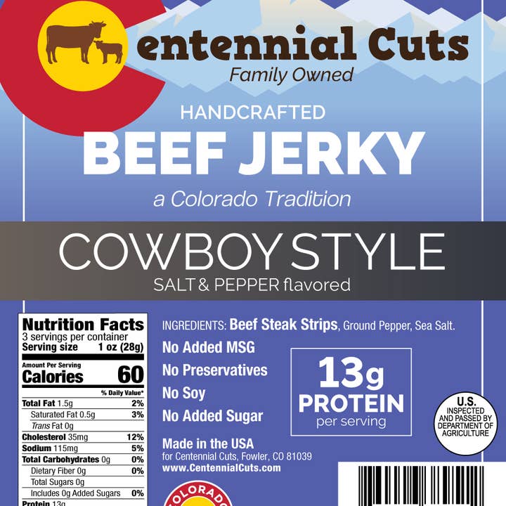 Centennial Cuts - Wholesale Jerky - 3 oz Cowboy Style Beef Jerky