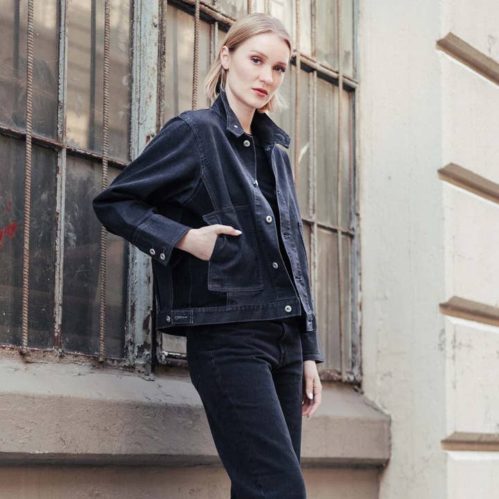 JK244DE - Denim Stretch - Button Closure Pocket Jacket for wholesale on Faire