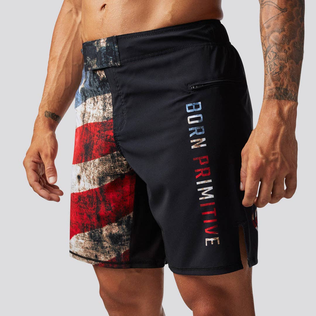 Born Primitive - Wholesale Athletic Shorts - Men's - American Defender Shorts 3.0 Velcro Closure (Patriot)1