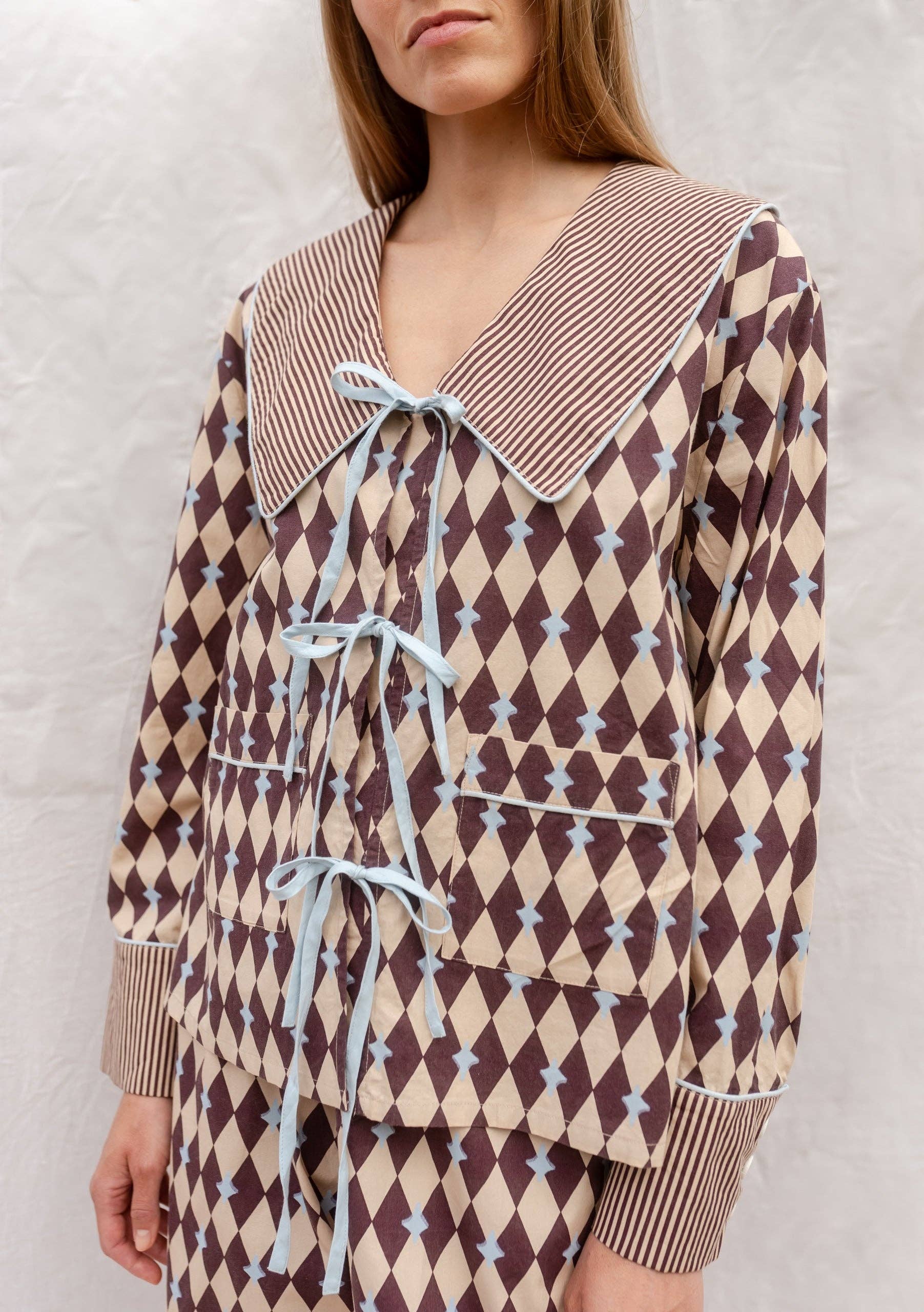 TBCo – wholesale Sleepwear set – Women's – Cotton Pyjamas in Camel Harlequin3