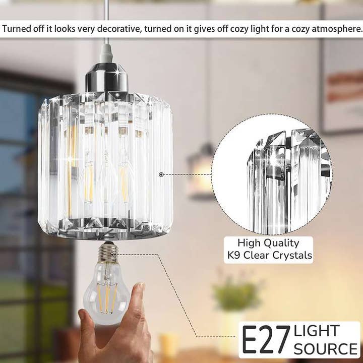 Ledsone – wholesale Chandelier/hanging light – Crystal Shade Round Mini Pendant Kitchen Island Light~46333