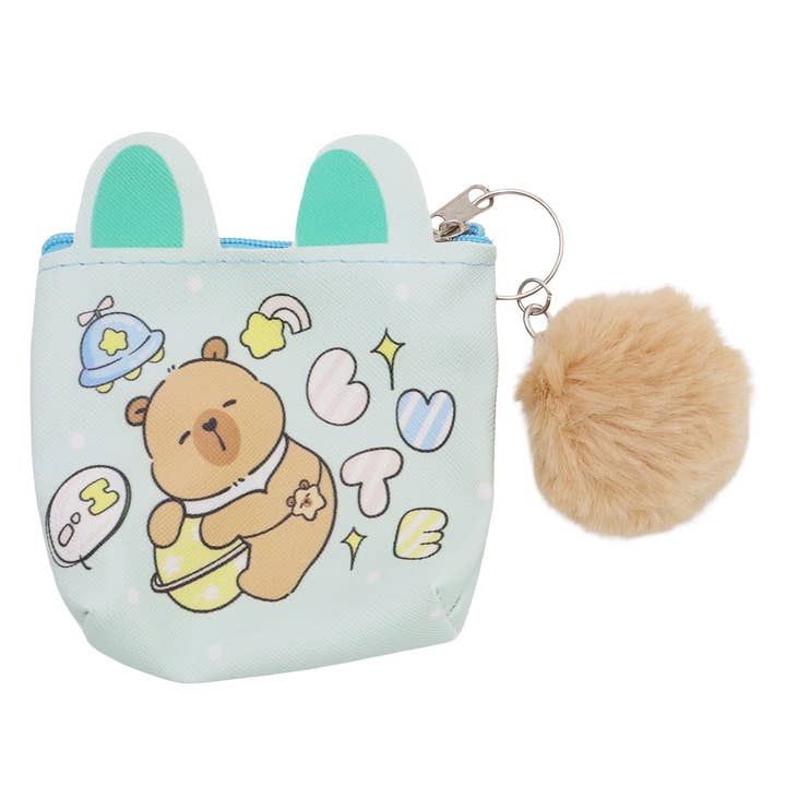ASSORTED Capybara Pom Pom Vegan Leather Coin Purse Bag for wholesale on Faire9