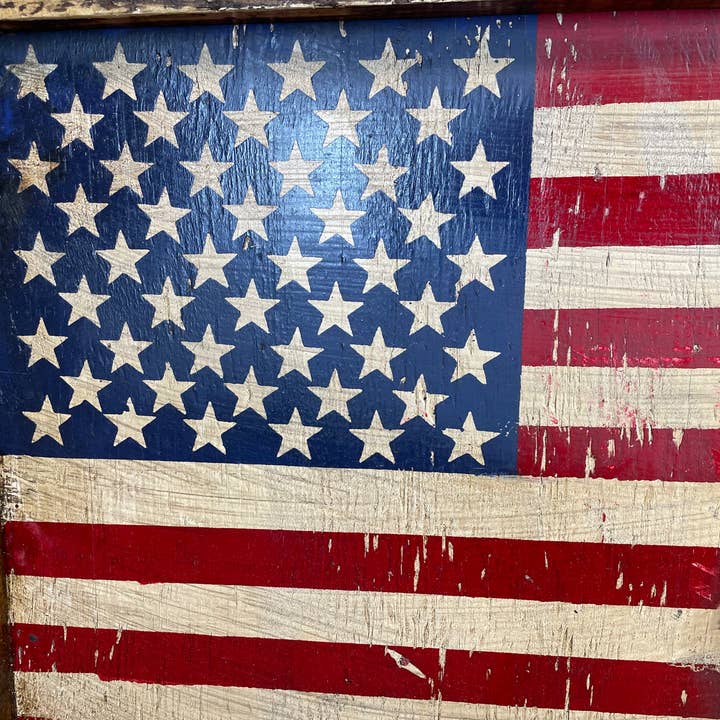 My Amigos Imports - Wholesale Sign - Harley Davidsonâ„¢ Flag-Framed-Rustic-USA-28x17 inches-NEW