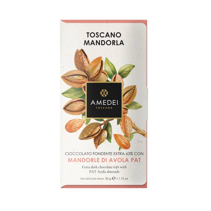 Amedei Toscana - Wholesale Chocolate Bar - Amedei Mandorle, Dark Chocolate With Almonds, 50G