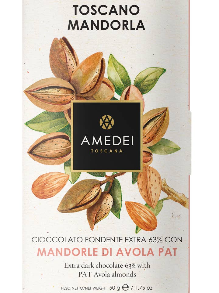 Amedei Mandorle, Dark Chocolate With Almonds, 50G for wholesale by Amedei Toscana