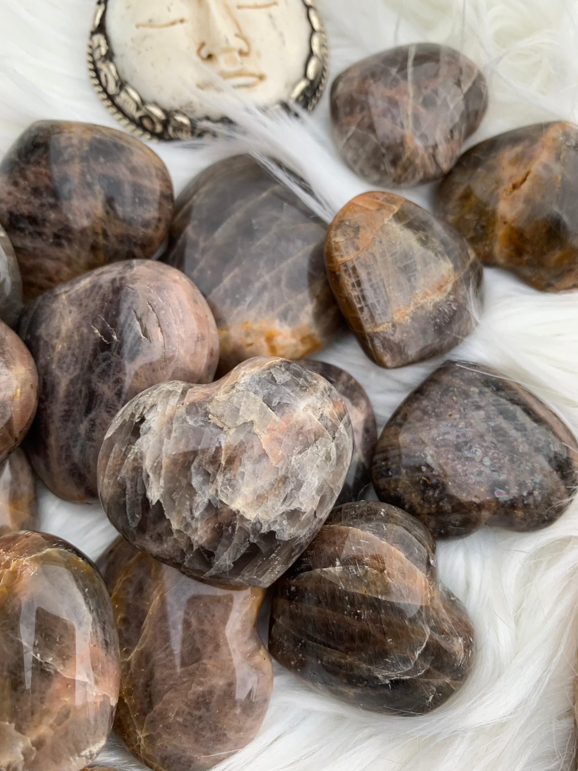 Wild Peonies Xo - Vendita all'ingrosso Pietra/cristallo spirituale - Pietra di Luna Nera - Cuore2