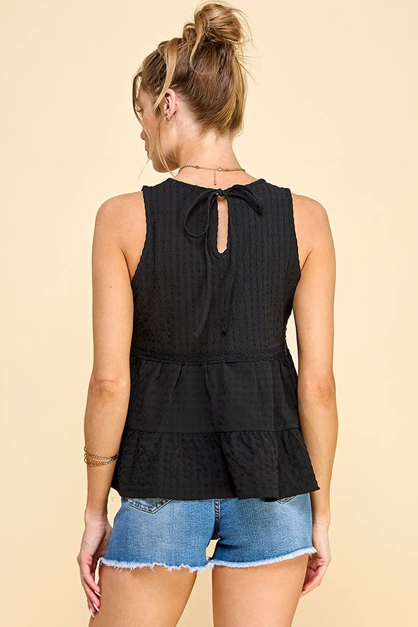 Heart & Hips - Wholesale Blouse - Women's - WK50480 - BABYDOLL TIER BUBLLE WOVEN TOP WITH TIE BACK2