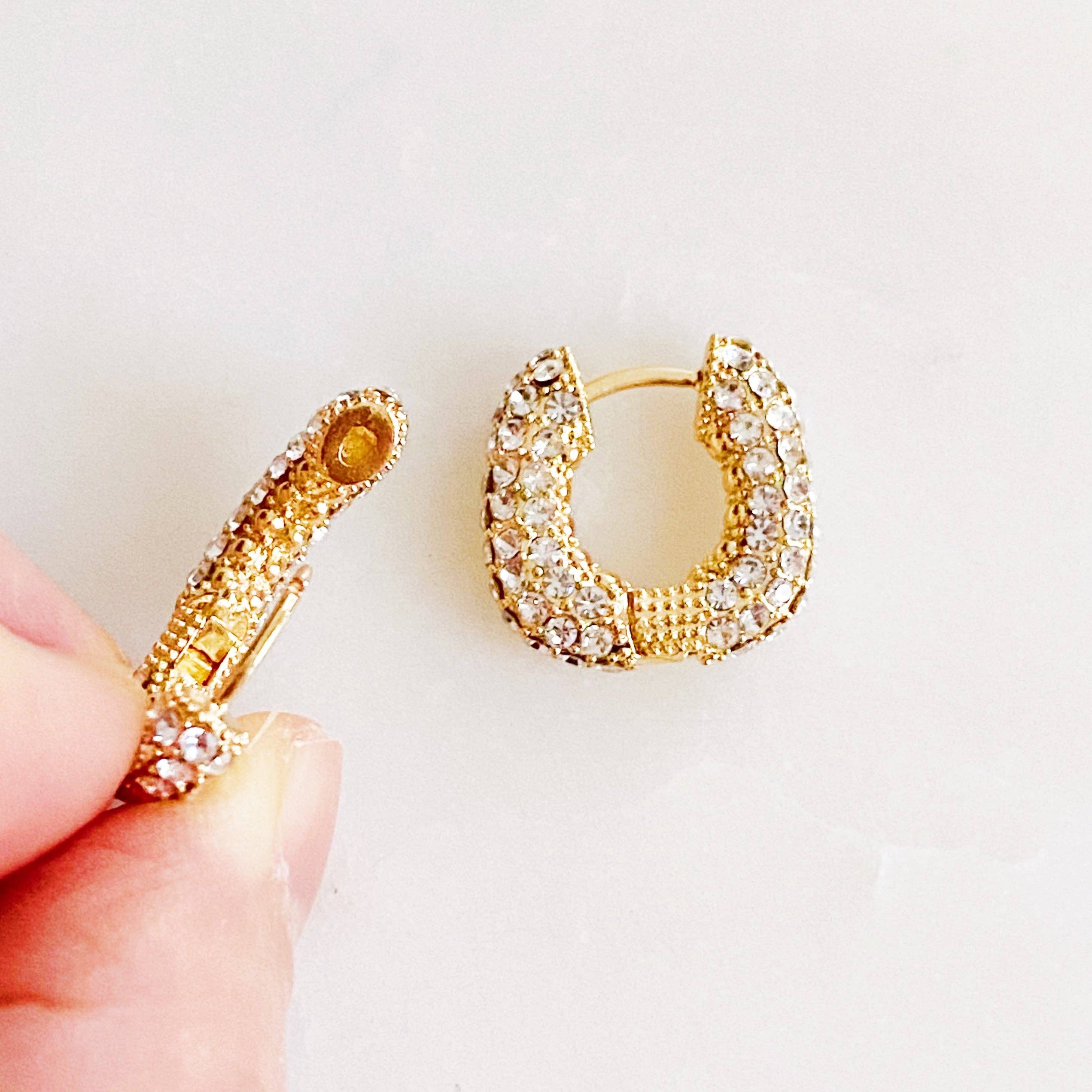 Ellison+Young – wholesale Huggie earrings – Shine Up Square Huggie Hoop Earrings3