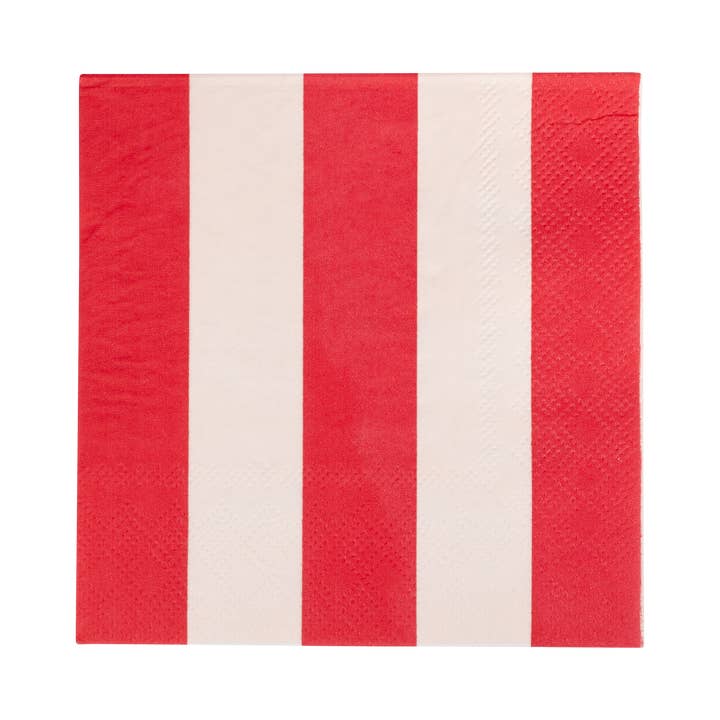 My Mind’s Eye - Wholesale Disposable Napkin - BOW1138 - Red and Pink Green and Mint Striped Cocktail Napkin Set
