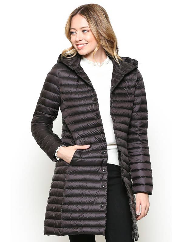 ESLEY - Wholesale Puffer Jacket - Women's - 73237J-R- Long Puffer Jacket With Hoodie4